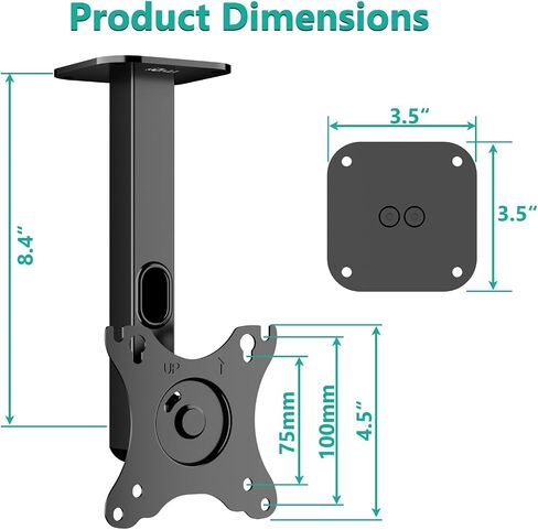 WALI Under Cabinet Mount for Echo Show 15, 360 Degree Rotation Mounting Bracket, Tilt Swivel for Alexa Echo Show 15, Holds up to 5.5lbs (ECS003), Black in Saudi Arabia