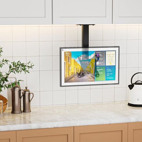 WALI Under Cabinet Mount for Echo Show 15, 360 Degree Rotation Mounting Bracket, Tilt Swivel for Alexa Echo Show 15, Holds up to 5.5lbs (ECS003), Black in Saudi Arabia