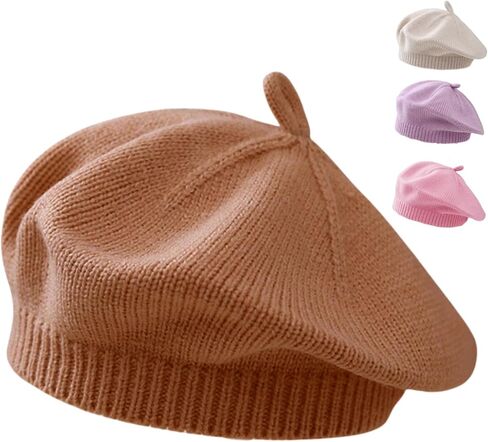 Baby Beret Hat Toddler Girls Fall Winter Warm Beanie Cap Little Girl French Artist Knit Hat for 0-12 Months in Kuwait