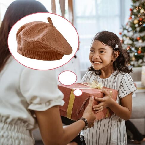 Baby Beret Hat Toddler Girls Fall Winter Warm Beanie Cap Little Girl French Artist Knit Hat for 0-12 Months in Kuwait