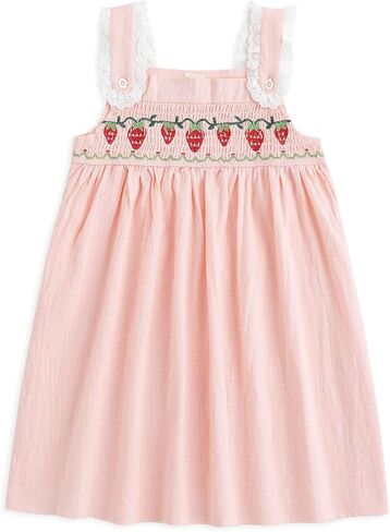 فستان Simplee للأطفال البنات الصغار فساتين كاجوال صيفية بلون سادة ملابس بناتي زهرية in Kuwait