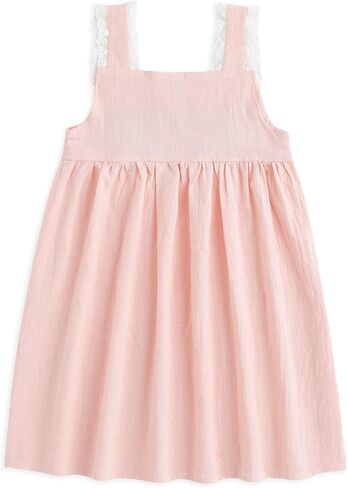 فستان Simplee للأطفال البنات الصغار فساتين كاجوال صيفية بلون سادة ملابس بناتي زهرية in Kuwait