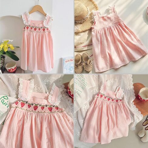 فستان Simplee للأطفال البنات الصغار فساتين كاجوال صيفية بلون سادة ملابس بناتي زهرية in Kuwait