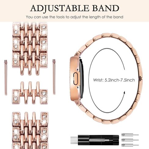 MOFREE Bling Band Compatible for Fitbit Versa 4 Bands/Fitbit Sense 2 Bands Women with Hard Bling Bumper Protective Case Cover,Jewelry Diamond Rhinestone Metal Wristband for Fitbit Versa 4/Sense 2 in Saudi Arabia