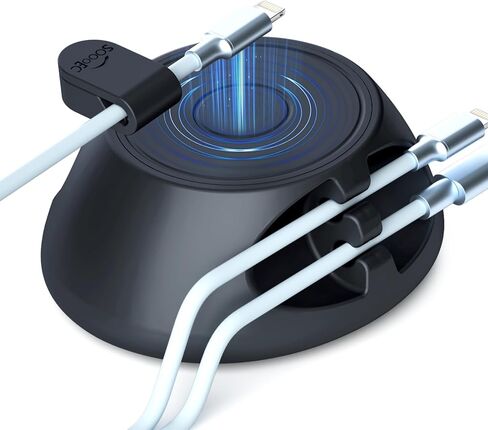 Magnetic Cord Holder Cable Organizer - SOOOEC 3 in 1 Wire Magnetic with 4 Cable Clips & Strong Magnet Top, Charger Cord Management Holder for All Cables, Side Table Nightstand Desktop in Saudi Arabia