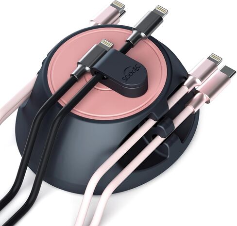 Magnetic Cord Holder Cable Organizer - SOOOEC 3 in 1 Wire Magnetic with 4 Cable Clips & Strong Magnet Top, Charger Cord Management Holder for All Cables, Side Table Nightstand Desktop in Saudi Arabia