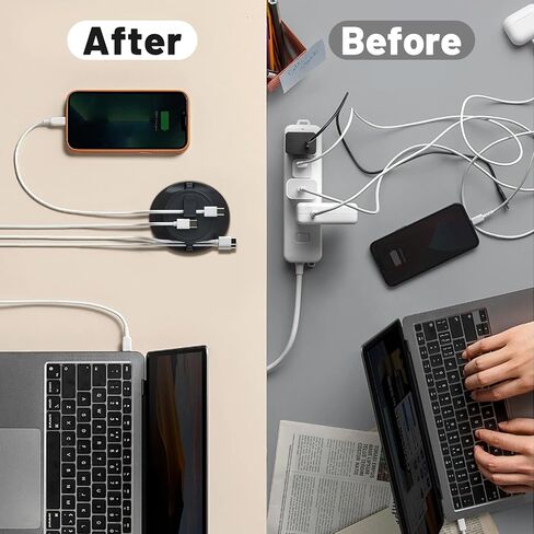 Magnetic Cord Holder Cable Organizer - SOOOEC 3 in 1 Wire Magnetic with 4 Cable Clips & Strong Magnet Top, Charger Cord Management Holder for All Cables, Side Table Nightstand Desktop in Saudi Arabia
