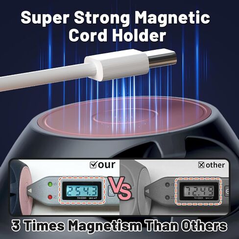 Magnetic Cord Holder Cable Organizer - SOOOEC 3 in 1 Wire Magnetic with 4 Cable Clips & Strong Magnet Top, Charger Cord Management Holder for All Cables, Side Table Nightstand Desktop in Saudi Arabia