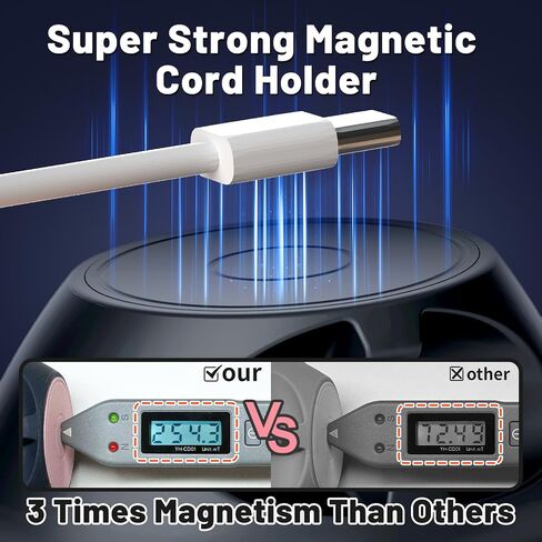 Magnetic Cord Holder Cable Organizer - SOOOEC 3 in 1 Wire Magnetic with 4 Cable Clips & Strong Magnet Top, Charger Cord Management Holder for All Cables, Side Table Nightstand Desktop in Saudi Arabia