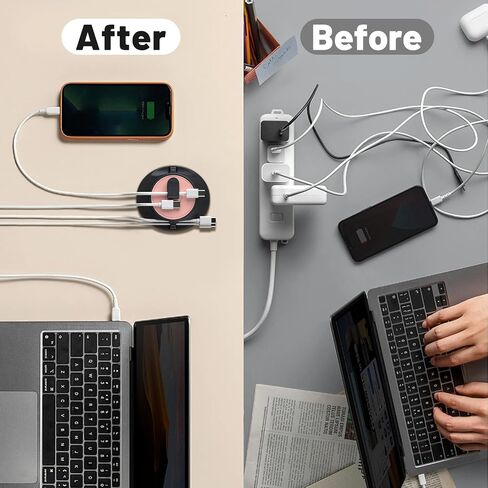 Magnetic Cord Holder Cable Organizer - SOOOEC 3 in 1 Wire Magnetic with 4 Cable Clips & Strong Magnet Top, Charger Cord Management Holder for All Cables, Side Table Nightstand Desktop in Saudi Arabia