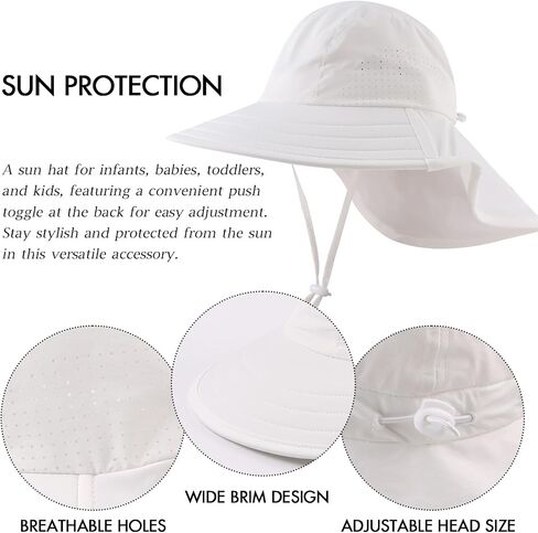 JANGANNSA Baby Sun Hat Boys Girls Infant Toddler Bucket Hat Kids Neck Flap Sun Protect Cap Beach in Saudi Arabia