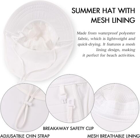 JANGANNSA Baby Sun Hat Boys Girls Infant Toddler Bucket Hat Kids Neck Flap Sun Protect Cap Beach in Saudi Arabia