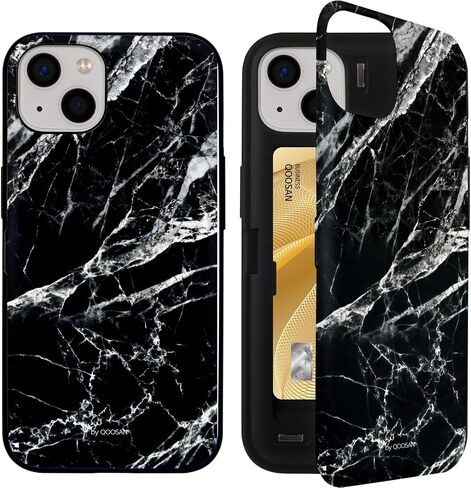 حافظة Qoosan لهاتف iPhone 15 مع حامل بطاقات ومحفظة ومرآة وحافظة هاتف نحيفة لهاتف iPhone 15 6.1 بوصة، خط زهور in Saudi Arabia