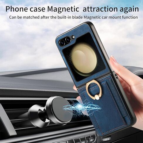 لهاتف Samsung Galaxy Z Flip 6 مع حامل بطاقة، حافظة هاتف بمحفظة مع حامل دائري مدمج من جلد البولي يوريثان حافظة واقية للنساء والفتيات Samsung Galaxy Z Flip 6 بني in Kuwait