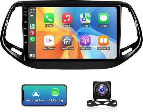 5GWiFi ترقية 4 جيجابايت + 32 جيجابايت أندرويد 13 راديو السيارة ستيريو لسيارة جيب كومباس 2017-2020 مع Carplay اللاسلكي وAndroid Auto 10.2 بوصة تعمل باللمس واي فاي GPS بلوتوث كاميرا احتياطية in Kuwait