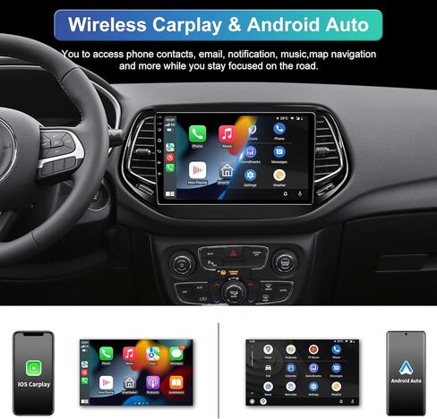 5GWiFi ترقية 4 جيجابايت + 32 جيجابايت أندرويد 13 راديو السيارة ستيريو لسيارة جيب كومباس 2017-2020 مع Carplay اللاسلكي وAndroid Auto 10.2 بوصة تعمل باللمس واي فاي GPS بلوتوث كاميرا احتياطية in Kuwait