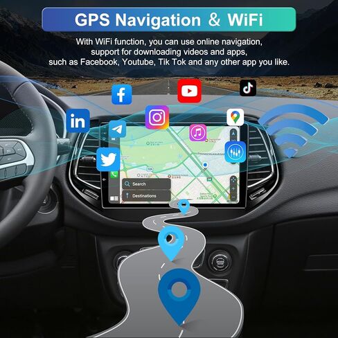 5GWiFi ترقية 4 جيجابايت + 32 جيجابايت أندرويد 13 راديو السيارة ستيريو لسيارة جيب كومباس 2017-2020 مع Carplay اللاسلكي وAndroid Auto 10.2 بوصة تعمل باللمس واي فاي GPS بلوتوث كاميرا احتياطية in Kuwait