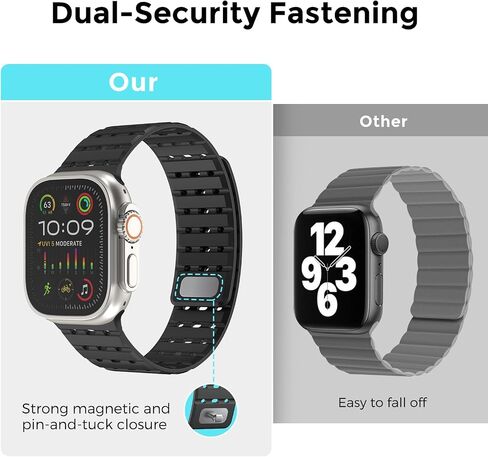 Magnetic Sport Band Compatible with Apple Watch Band 49mm 45mm 44mm 42mm for Men Women, Anti Sweat Soft Silicone Breathable Wide Strap for iWatch Ultra 2 Series SE 9 8 7 6 5 4 3 in Saudi Arabia