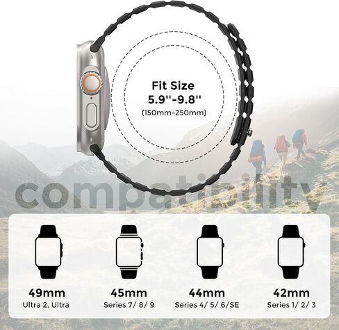 Magnetic Sport Band Compatible with Apple Watch Band 49mm 45mm 44mm 42mm for Men Women, Anti Sweat Soft Silicone Breathable Wide Strap for iWatch Ultra 2 Series SE 9 8 7 6 5 4 3 in Saudi Arabia