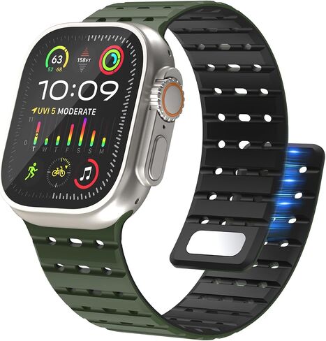 Magnetic Sport Band Compatible with Apple Watch Band 49mm 45mm 44mm 42mm for Men Women, Anti Sweat Soft Silicone Breathable Wide Strap for iWatch Ultra 2 Series SE 9 8 7 6 5 4 3 in Saudi Arabia