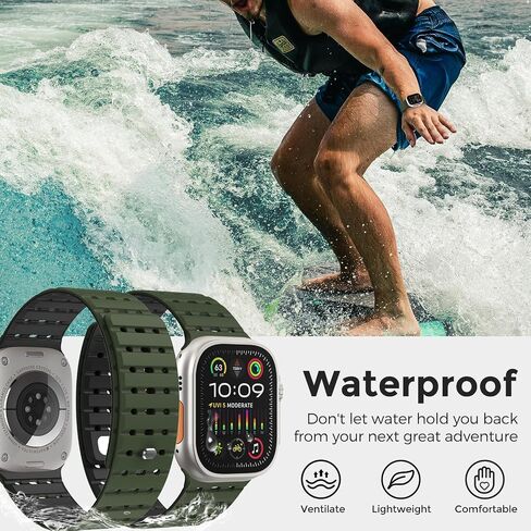 Magnetic Sport Band Compatible with Apple Watch Band 49mm 45mm 44mm 42mm for Men Women, Anti Sweat Soft Silicone Breathable Wide Strap for iWatch Ultra 2 Series SE 9 8 7 6 5 4 3 in Saudi Arabia