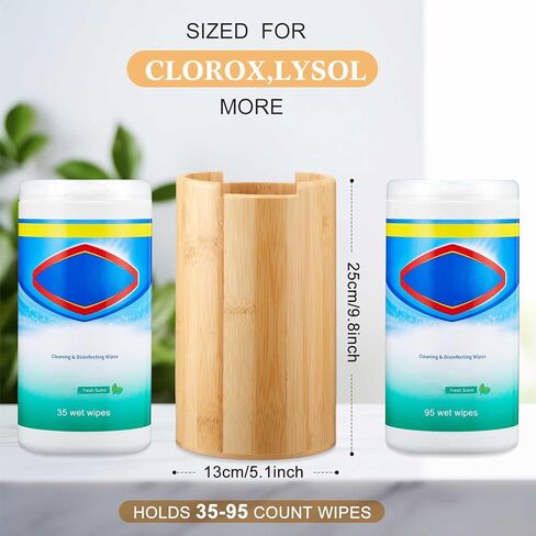 Bamboo Wipes Dispenser Container, Disinfectant Wipes Container Wall Mounted Disinfectant Wipes Holder Decorative Bamboo Kitchen Organizer for Bathroom Office Classroom Countertop Home in Kuwait