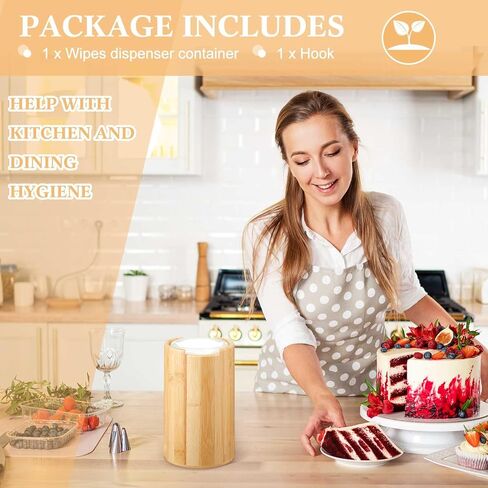 Bamboo Wipes Dispenser Container, Disinfectant Wipes Container Wall Mounted Disinfectant Wipes Holder Decorative Bamboo Kitchen Organizer for Bathroom Office Classroom Countertop Home in Kuwait