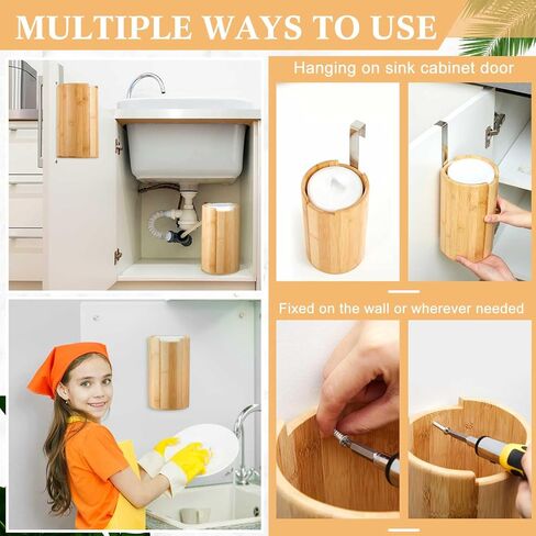 Bamboo Wipes Dispenser Container, Disinfectant Wipes Container Wall Mounted Disinfectant Wipes Holder Decorative Bamboo Kitchen Organizer for Bathroom Office Classroom Countertop Home in Kuwait