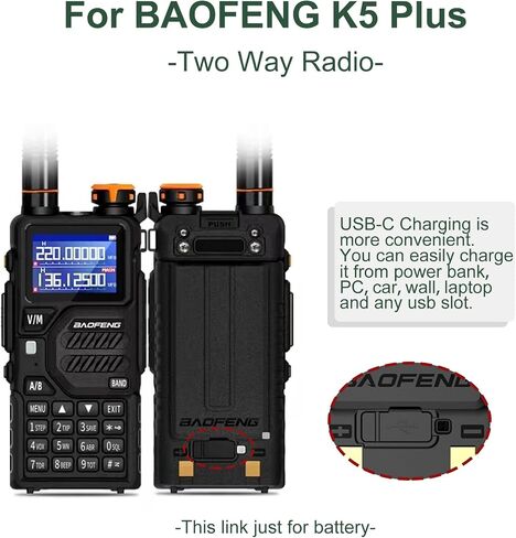 BAOFENG 2 حزمة UV-5RM بطارية 2500 مللي أمبير في الساعة تكبير السعة لراديو UV-5RH اتجاهين راديو USB-C شحن 7.4 فولت BL-5RH استبدال بطارية ليثيوم أيون GM-5RH ملحقات جهاز الاتصال اللاسلكي in Saudi Arabia