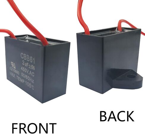 CBB61 Ceiling Fan Capacitor 2 Wire 2uf Compatible with 400/350/300/250VAC Fan Capacitor 50/60Hz CBB61-2uf（2 Pack） in Saudi Arabia