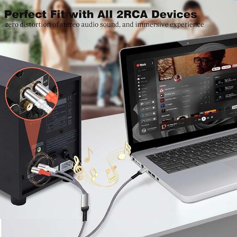 【معتمد من MFi】متوافق مع محول صوت USB C إلى RCA، سلك ستيريو مقسم بطول 6.6FT من النوع C إلى RCA Y لجهاز i Pad Pro/i Phone 15 Pro Max، Mac Book Pro، Galaxy S21، مكبر صوت، مكبرات صوت، خلاط in Saudi Arabia
