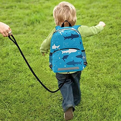 QUGRL Dalmatian Dog Kids Toddler Backpack with Leash Harness Blue Kindergarten Child Schoolbag Preschool Nursery Baby Travel Bag for Boys Girls 3-8 Years in Saudi Arabia