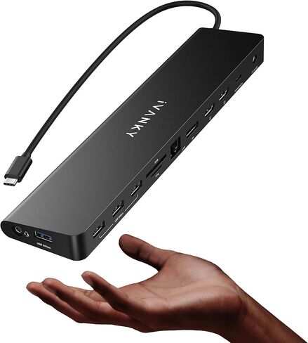 محطة إرساء الكمبيوتر المحمول iVANKY EdgeDock 2 مع محول طاقة 100 واط، USB C 13 في 1 شاشة عرض ثلاثية Thunderbolt 3/4 Dock لـ Dell وHP وLenovo وASUS وSurface وAcer وما إلى ذلك، DP، 96W PD، USB 3.0 in Kuwait