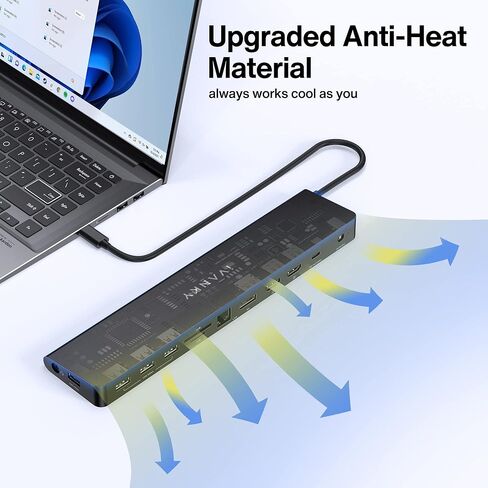 محطة إرساء الكمبيوتر المحمول iVANKY EdgeDock 2 مع محول طاقة 100 واط، USB C 13 في 1 شاشة عرض ثلاثية Thunderbolt 3/4 Dock لـ Dell وHP وLenovo وASUS وSurface وAcer وما إلى ذلك، DP، 96W PD، USB 3.0 in Kuwait