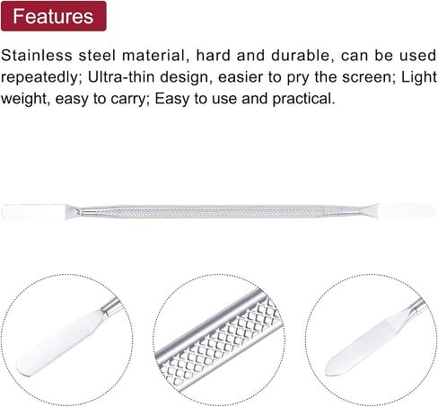 MECCANIXITY 3 قطع معدنية Spudger Mini Crowbar رأس مسطح من الفولاذ المقاوم للصدأ قضيب رفع أدوات فتح لإصلاح تفكيك الهاتف المحمول 6.7x0.25 in Kuwait