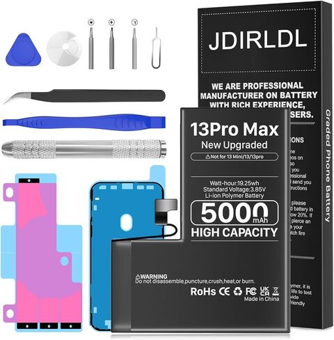 5000mAh Battery for iPhone 13 pro max (New Version 2024) Ultra-high Capacity Replacement 0 Cycle Battery Compatible Models A2644 A2645 A2643 A2484 A2641 and a Complete Professional Repair Tool kit in Kuwait