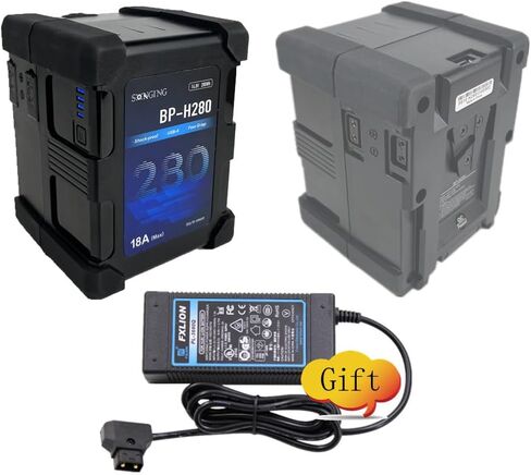 بطارية SONGING المضادة للصدمات 280WH V-Mount BP- H280 مع 4 D-tap، USB-A وأقصى إخراج 18A، آمنة ومتينة لـ ALEXA LF، ALEXA Mini، CineAlta، FX6، COMODO، ضوء LED وشاشة 600 واط in Kuwait