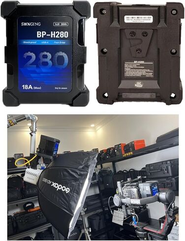 بطارية SONGING المضادة للصدمات 280WH V-Mount BP- H280 مع 4 D-tap، USB-A وأقصى إخراج 18A، آمنة ومتينة لـ ALEXA LF، ALEXA Mini، CineAlta، FX6، COMODO، ضوء LED وشاشة 600 واط in Kuwait