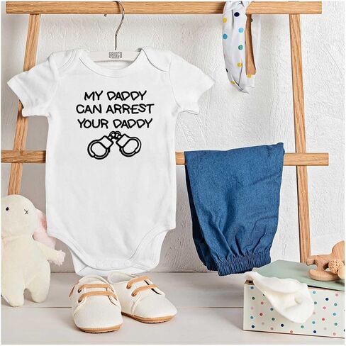 Brisco Brands Cop Dad My Daddy Can Arrest Yours Baby Romper Boys or Girls in Kuwait