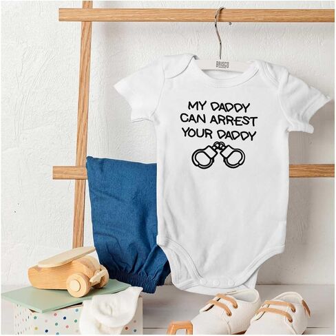 Brisco Brands Cop Dad My Daddy Can Arrest Yours Baby Romper Boys or Girls in Kuwait