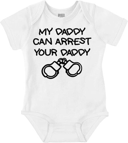 Brisco Brands Cop Dad My Daddy Can Arrest Yours Baby Romper Boys or Girls in Kuwait