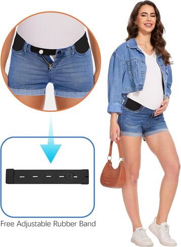 fitglam Women's Maternity Jean Shorts Under Belly Maternity Lounge Denim Shorts Pregnancy Comfy Clothes with Elastic Panel in Saudi Arabia