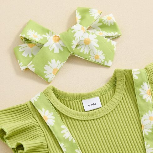 Afunbaby Baby Girl Clothes 3 6 9 12 18 Months Newborn Ruffle Butt Onesie Romper Daisy Overalls Jumpsuit Summer Outfit in Saudi Arabia