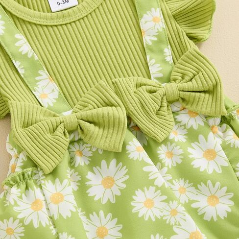 Afunbaby Baby Girl Clothes 3 6 9 12 18 Months Newborn Ruffle Butt Onesie Romper Daisy Overalls Jumpsuit Summer Outfit in Saudi Arabia