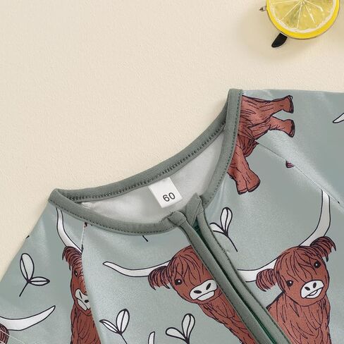 الغربية طفلة الصبي الزي البقرة طباعة الرمز البريدي رومبير قصيرة الأكمام Crewneck بذلة الصيف قطعة واحدة الملابس in Kuwait