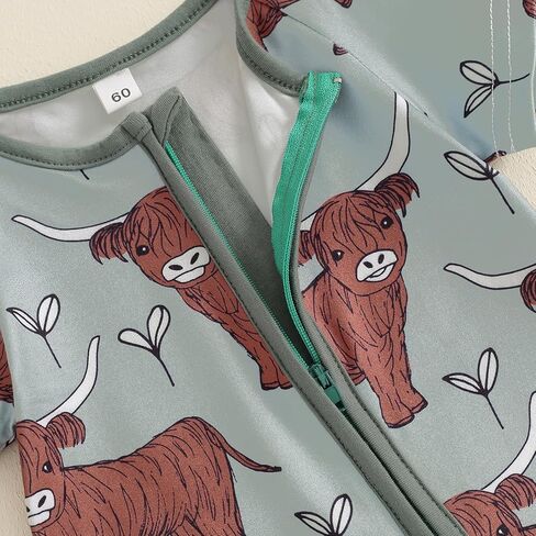الغربية طفلة الصبي الزي البقرة طباعة الرمز البريدي رومبير قصيرة الأكمام Crewneck بذلة الصيف قطعة واحدة الملابس in Kuwait