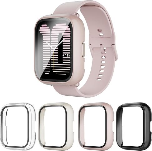 Screen Protector Case for Amazfit Active 2023 New Smartwatch, [4-Pack] Hard PC Bumper & Tempered Glass Film Replacement Accessories for Amazfit Active in Saudi Arabia