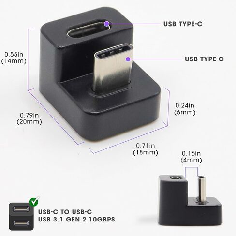 KADO Portable Monitor 180 Degree Adapter Set - Mini HDMI to HDMI 4K 60Hz U Shaped USB-C to USB-C USB 3.1 Gen 2 10Gbps 60W PD Charging Extender Converter for Laptop and Tablet (Major Combo) in Saudi Arabia