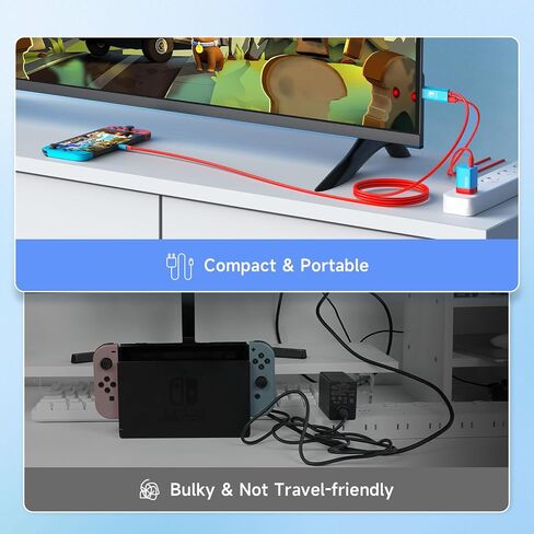 Portable SwitchConnectPro for Nintendo Switch, 2m USB-C to HDMI Cable, Compact GaN Charger, Charging Cable, Ultimate Travel Companion for NS/OLED Console, Blue in Saudi Arabia