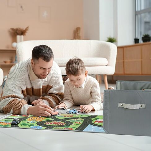hombys مرآب للسيارات لعبة مع حصيرة اللعب، لعبة مرآب السيارات مع حصيرة السيارة للأطفال لعبة السيارات، لعبة قابلة للطي تخزين صندوق تخزين السيارة، لعبة رمادية مرآب السيارات مع سجاد سيارة لعبة، صغير (غير المدرجة السيارات) in Saudi Arabia